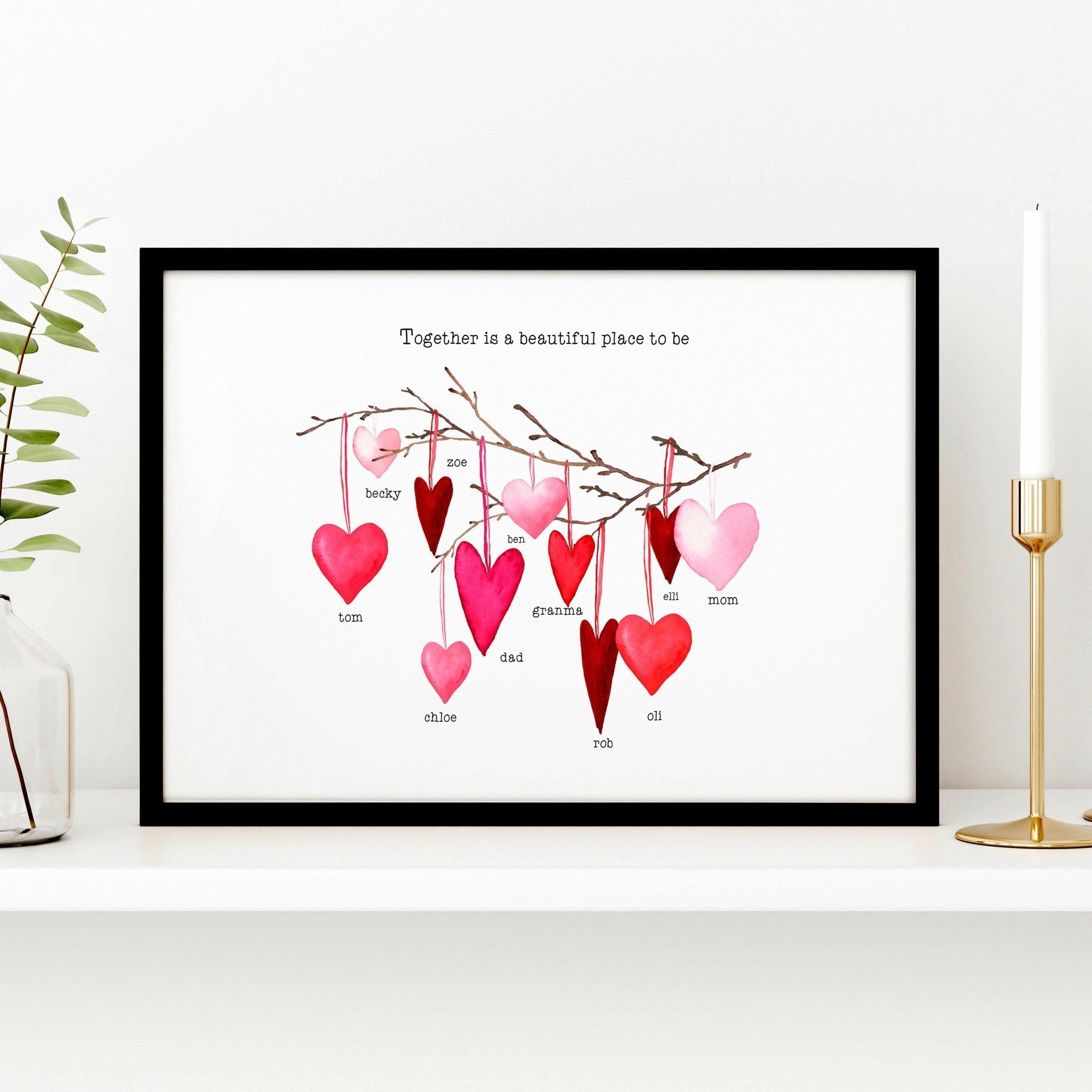 Family tree personalised wall art print