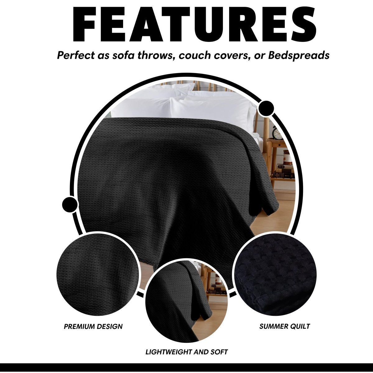 Florian Checked Throw Blanket - Black - Joe’s Haven