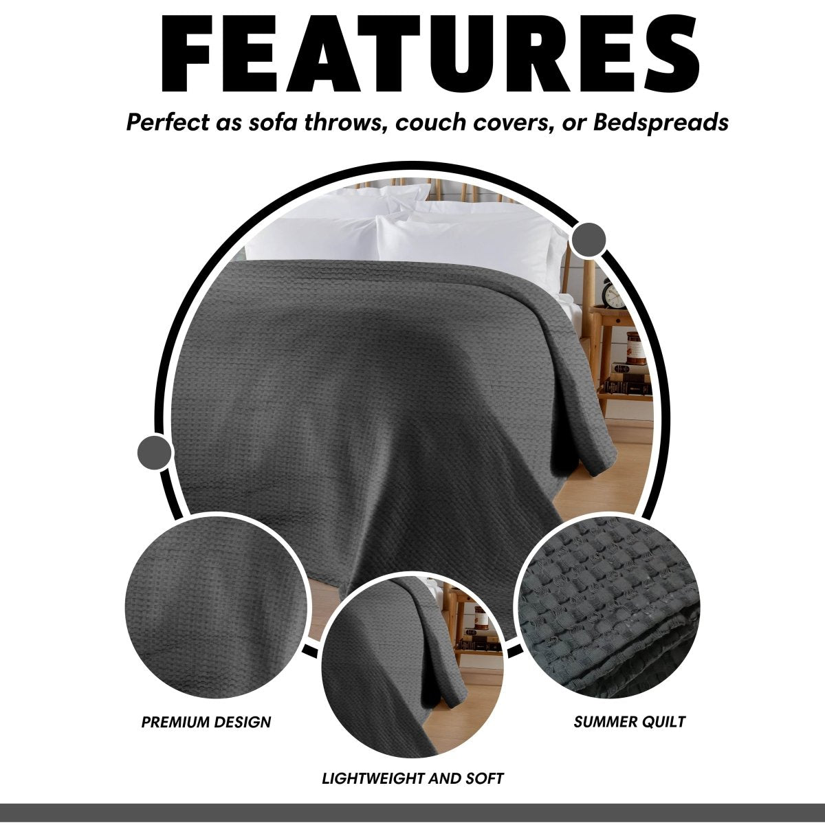 Florian Checked Throw Blanket - Grey - Joe’s Haven