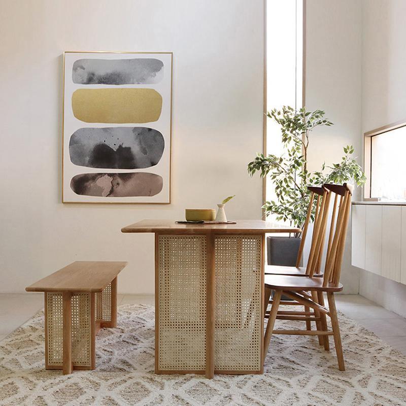 Gavril Rattan Dining Table, Oak, Rectangle - Joe’s Haven