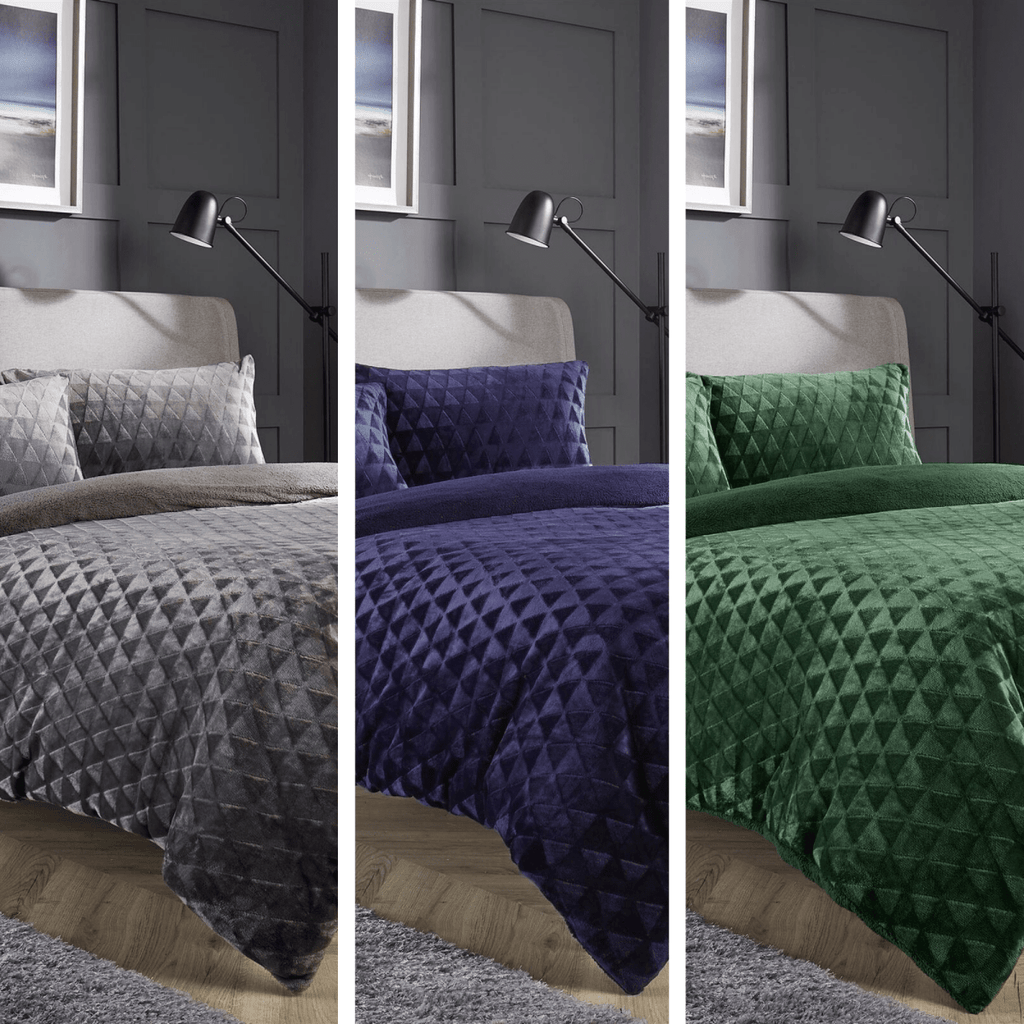 Geometric Reversible Teddy Bear Faux Fur Duvet Set - Joe’s Haven