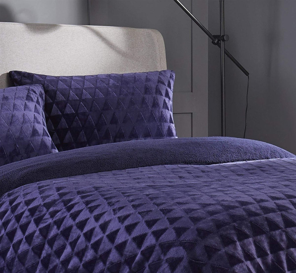 Geometric Reversible Teddy Bear Faux Fur Duvet Set - Joe’s Haven