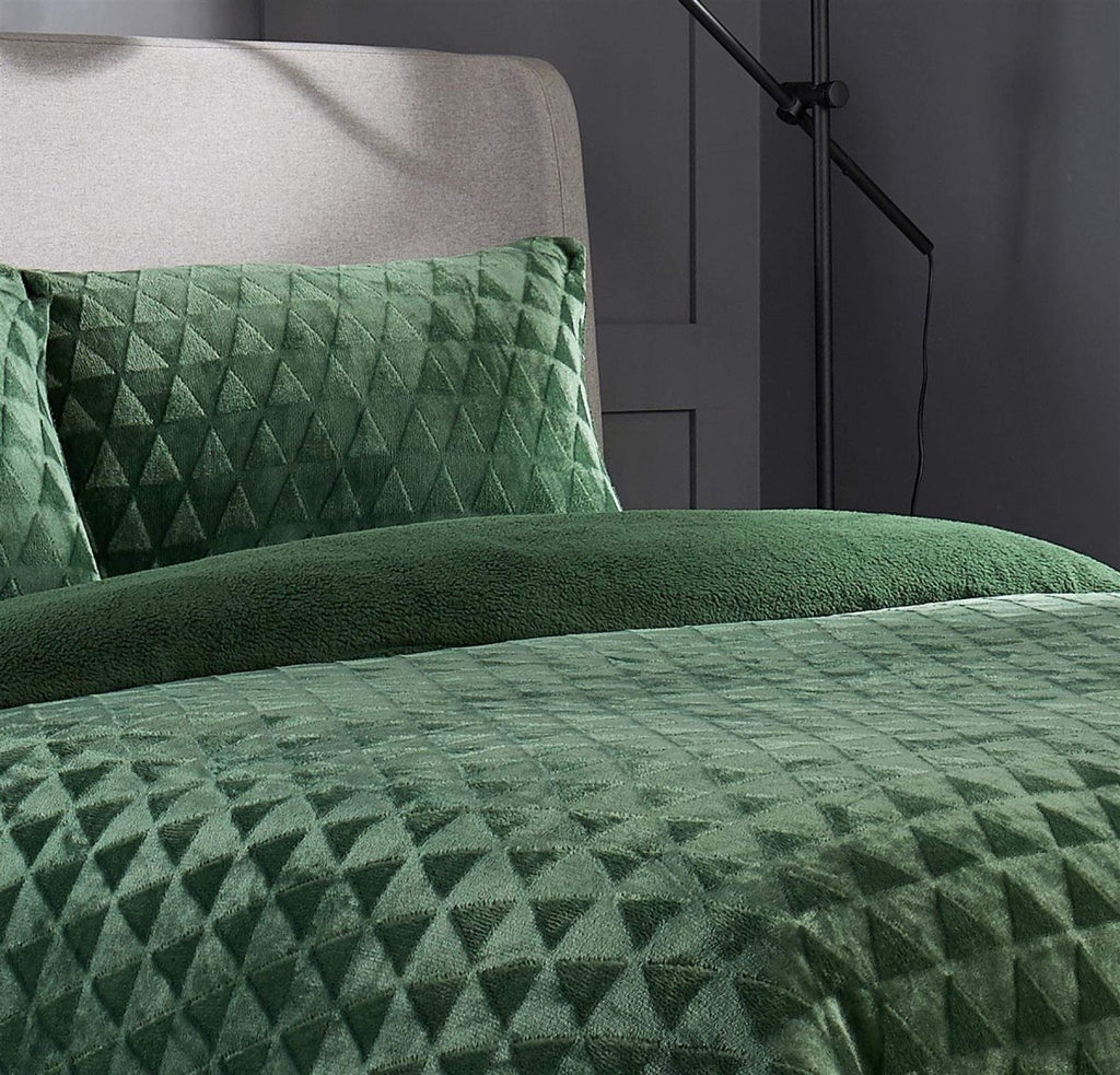 Geometric Reversible Teddy Bear Faux Fur Duvet Set - Joe’s Haven