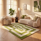 Joli Geometric Green & White Rug - Joe’s Haven