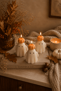 Ghost Candle with Pumpkin Hat - Joe’s Haven