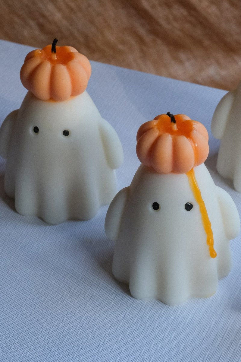 Ghost Candle with Pumpkin Hat - Joe’s Haven