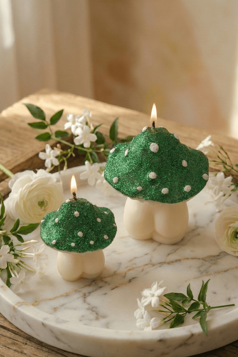 Glittery Mushroom Candles - Trio - Joe’s Haven