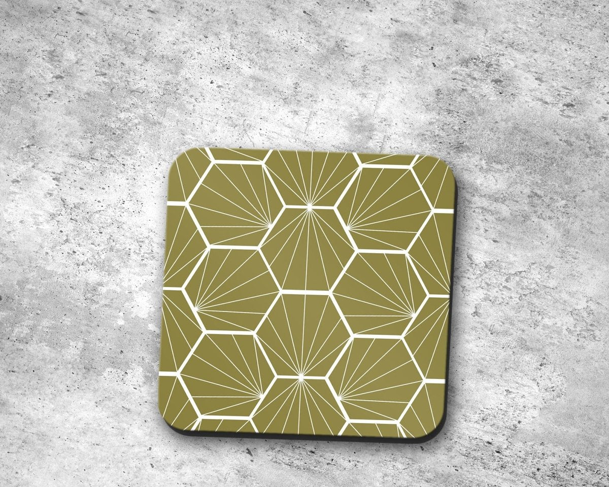 Olive Green Geometric Hexagons Placemats, Set of 4 or Set of 6 - Joe’s Haven