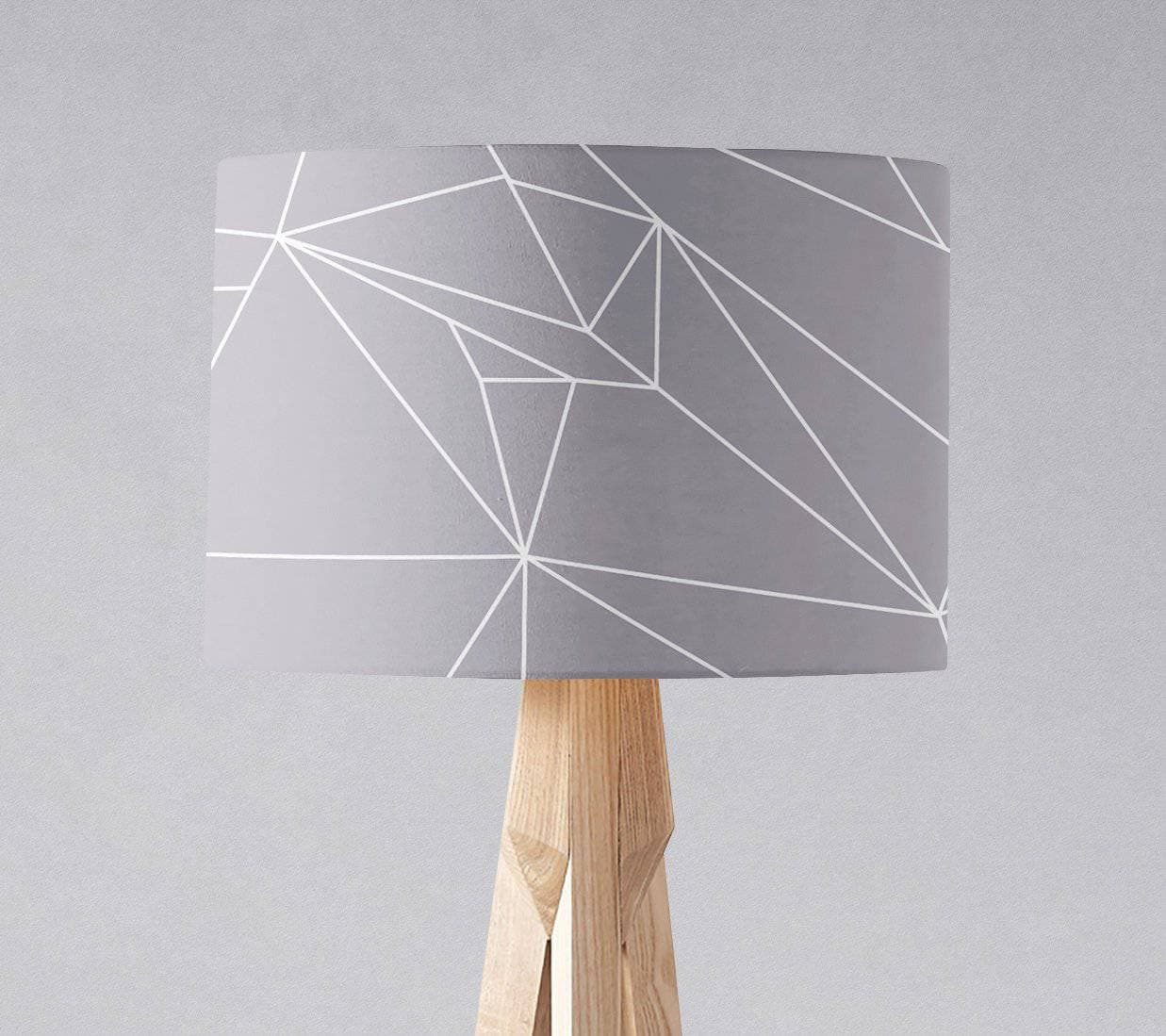 Grey with a White Lines Geometric Design Lampshade, Ceiling or Table Lamp Shade - Joe’s Haven