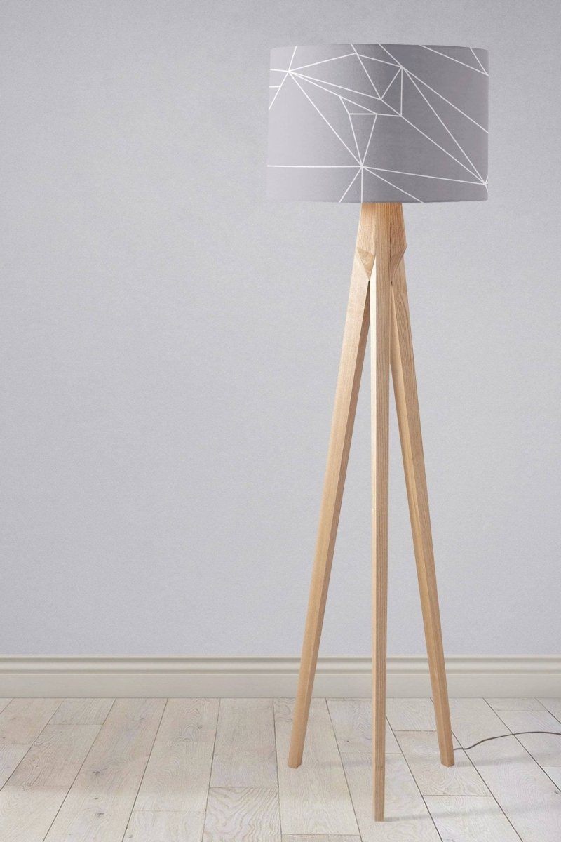 Grey with a White Lines Geometric Design Lampshade, Ceiling or Table Lamp Shade - Joe’s Haven