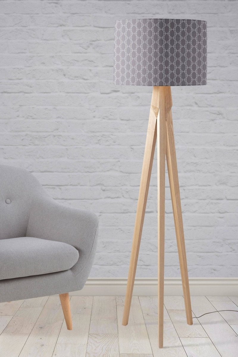 Grey with White Squares Geometric Design Lampshade, Ceiling or Table Lamp Shade - Joe’s Haven