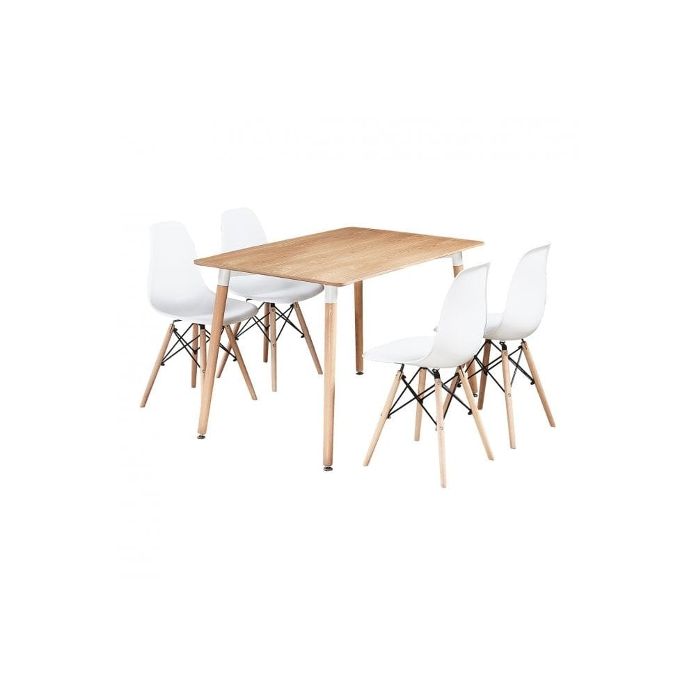 Halo Dining Table and Ghost Chair Set for 4 - Eiffel Plastic Chairs and a Rectangle Dining Table - Joe’s Haven