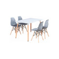 Halo Dining Table and Ghost Chair Set for 4 - Eiffel Plastic Chairs and a Rectangle Dining Table - Joe’s Haven