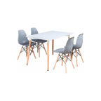 Halo Dining Table and Ghost Chair Set for 4 - Eiffel Plastic Chairs and a Rectangle Dining Table - Joe’s Haven