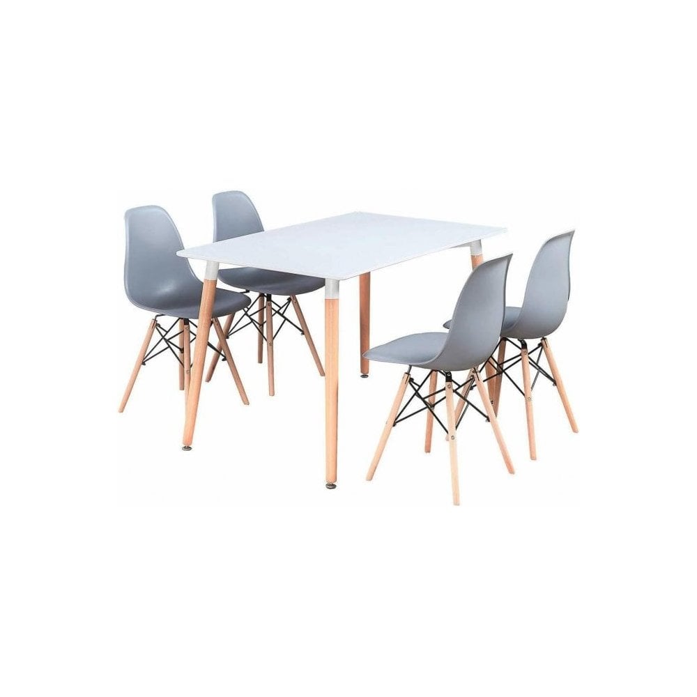 Halo Dining Table and Ghost Chair Set for 4 - Eiffel Plastic Chairs and a Rectangle Dining Table - Joe’s Haven