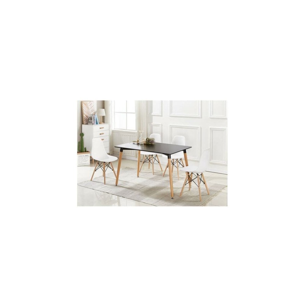 Halo Dining Table and Ghost Chair Set for 4 - Eiffel Plastic Chairs and a Rectangle Dining Table - Joe’s Haven