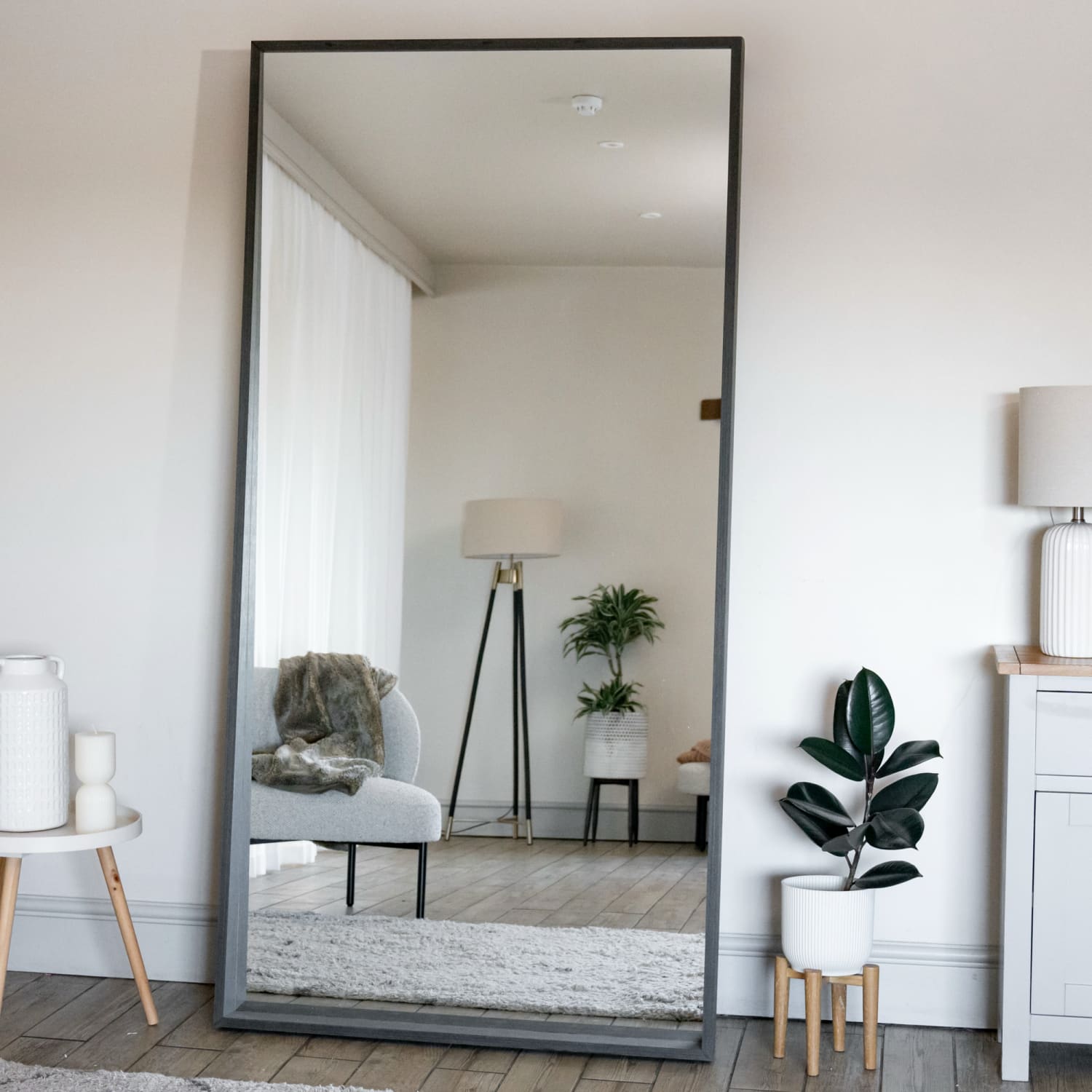 Hanaka - Full Length Black Oak Rectangle Mirror - 200cm x 100cm - Joe’s Haven