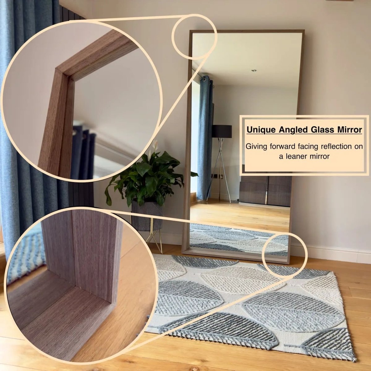 Hanaka - Full Length Walnut Wood Rectangle Mirror - 200cm x 100cm - Joe’s Haven