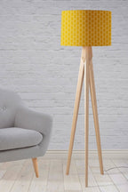 Mustard Yellow Lampshade with a White Geometric Design, Ceiling Light Shade, Table Lamp - Joe’s Haven