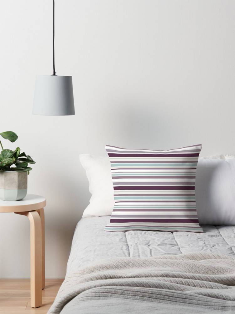 Purple and Duck Egg Blue Striped Cushion, Throw Pillow - Joe’s Haven