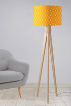 Yellow Lampshade with White Geometric Design, Ceiling or Table Lamp Shade - Joe’s Haven