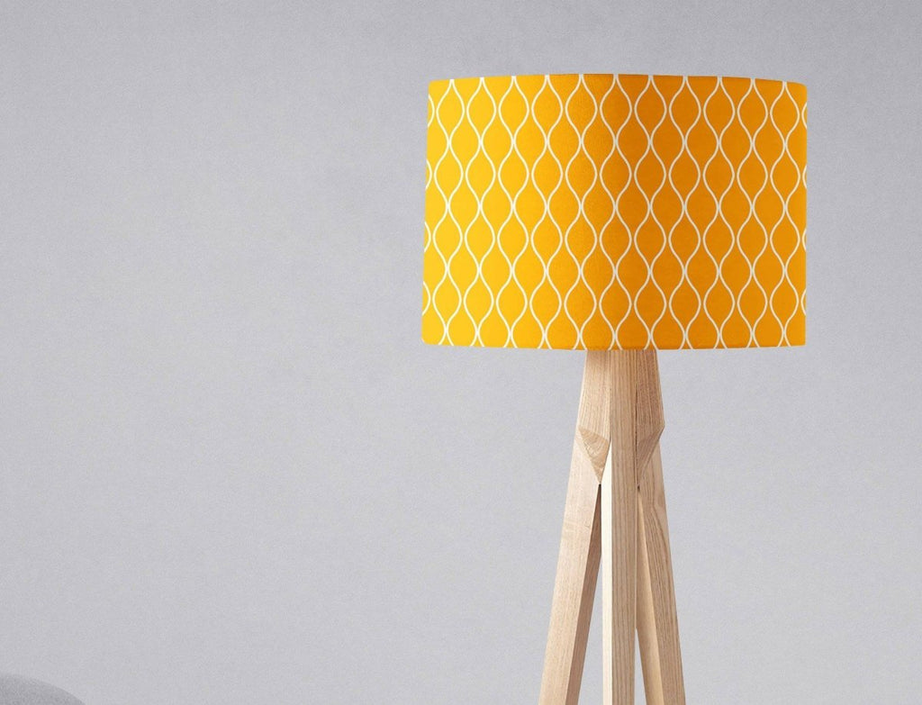 Yellow Lampshade with White Geometric Design, Ceiling or Table Lamp Shade - Joe’s Haven