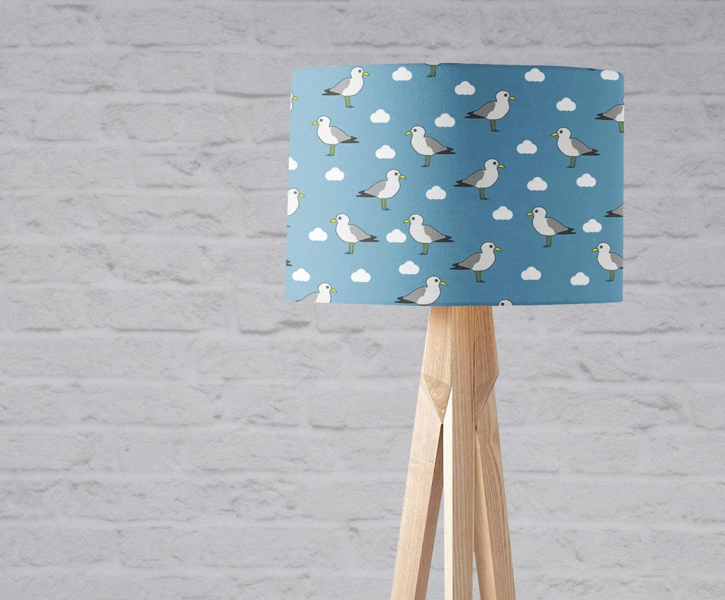 Blue Lampshade with a Seagull Design, Ceiling or Table Lamp Shade - Joe’s Haven