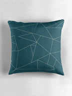 Teal Cushion with a White Geometric Line Design, Throw Pillow - Joe’s Haven