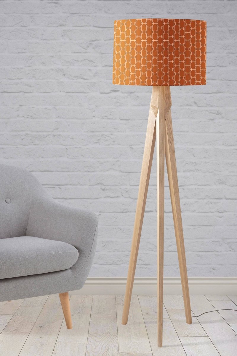 Dark Orange Lampshade with a White Geometric Design, Ceiling or Table Lamp Shade - Joe’s Haven