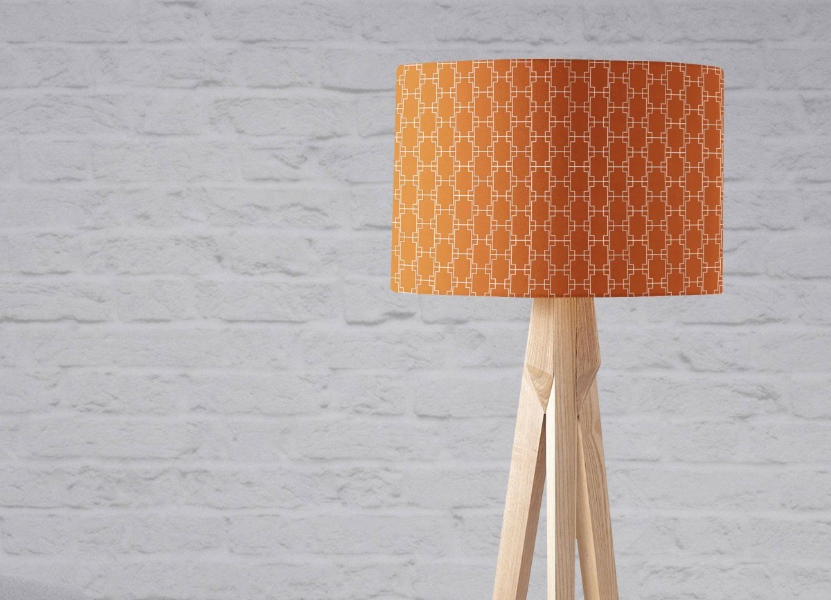 Dark Orange Lampshade with a White Geometric Design, Ceiling or Table Lamp Shade - Joe’s Haven