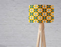 Yellow Lampshade with a Retro Blue and White Design, Ceiling or Table Lamp Shade - Joe’s Haven