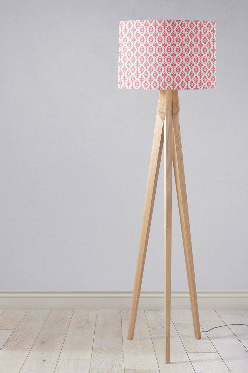 Pink Lampshade with a White Geometric Design, Ceiling or Table Light Shade - Joe’s Haven