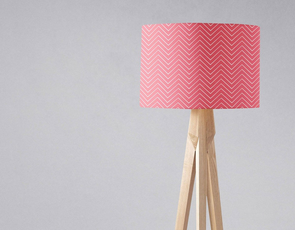 Pink Lampshade with a White Chevron Design, Ceiling or Table Lamp Shade - Joe’s Haven