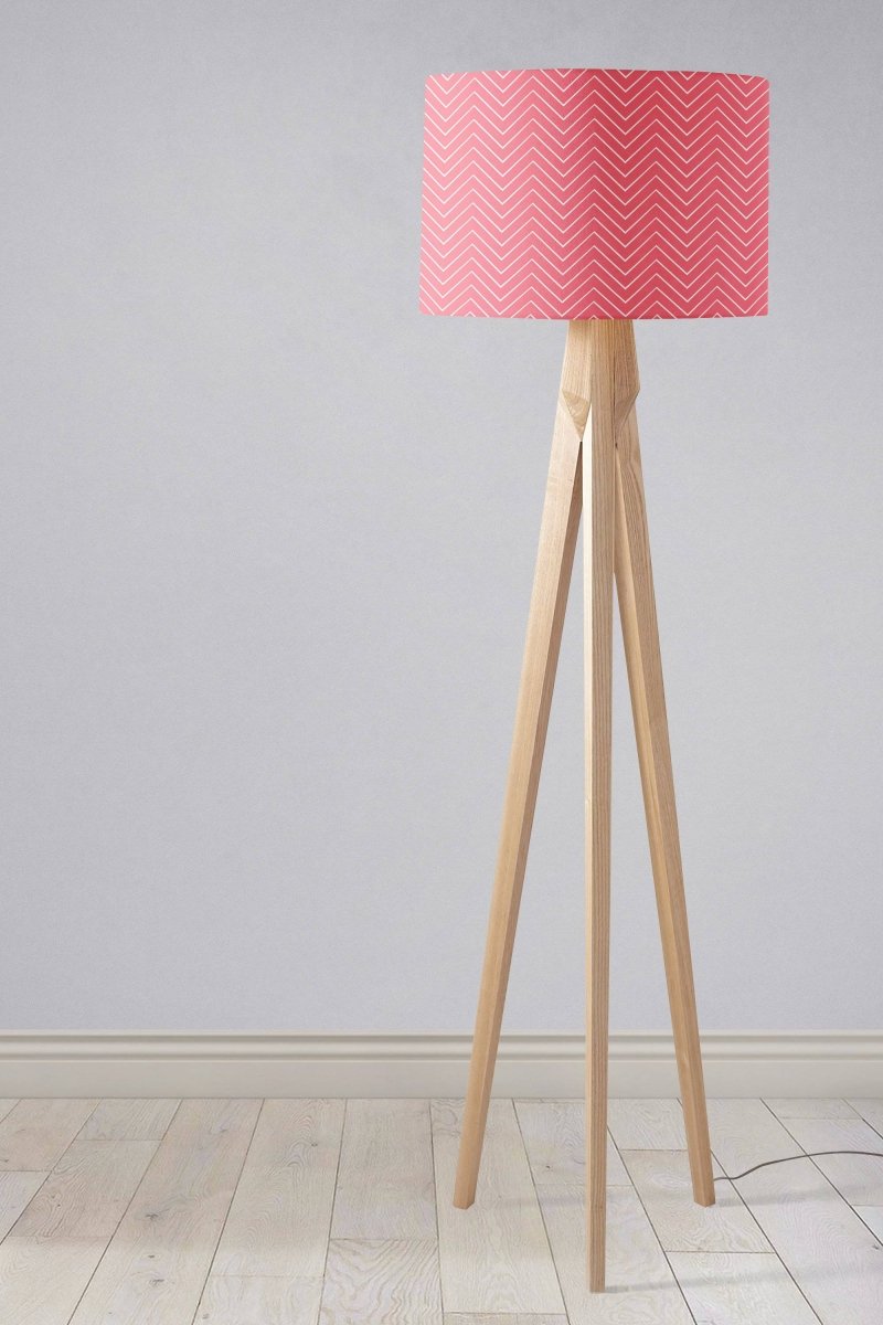 Pink Lampshade with a White Chevron Design, Ceiling or Table Lamp Shade - Joe’s Haven
