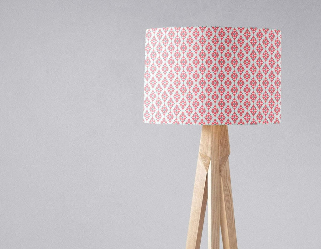 Pink Lampshade with a White Geometric Design, Ceiling or Table Light Shade - Joe’s Haven