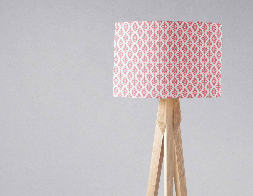 Pink Lampshade with a White Geometric Design, Ceiling or Table Light Shade - Joe’s Haven