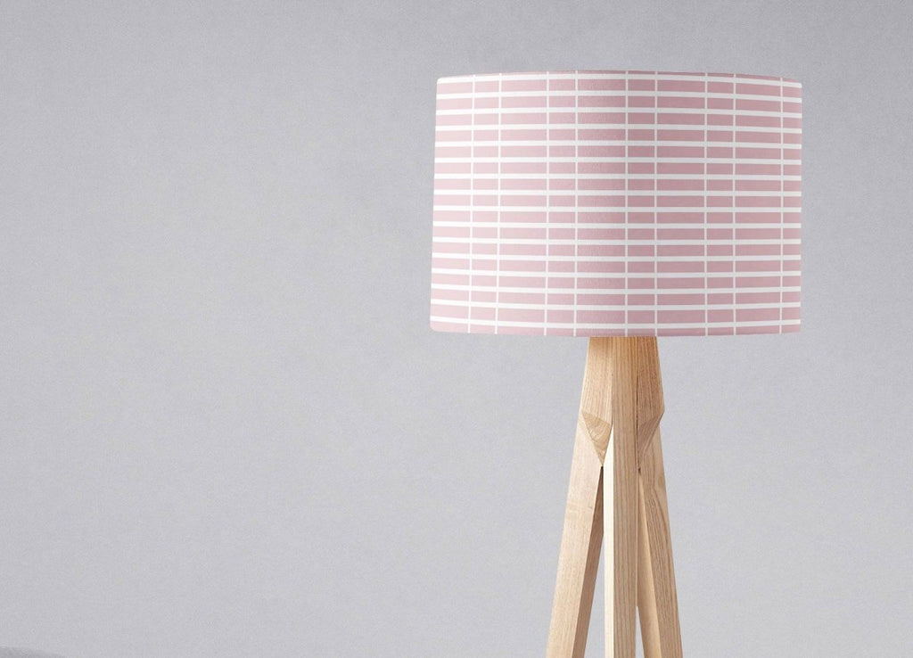 Pink Lampshade with a White Lines Geometric Design, Ceiling or Table Lamp Shade - Joe’s Haven
