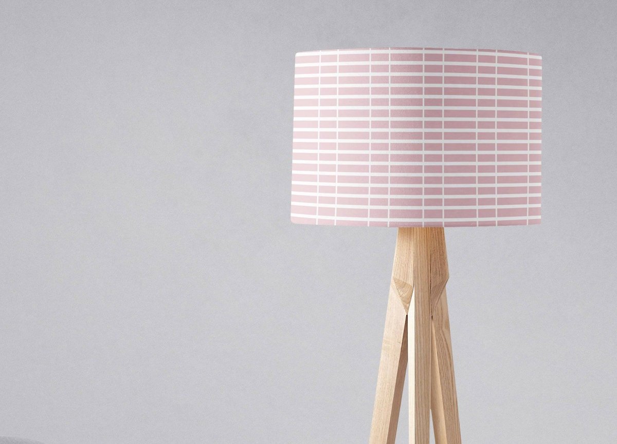 Pink Lampshade with a White Lines Geometric Design, Ceiling or Table Lamp Shade - Joe’s Haven
