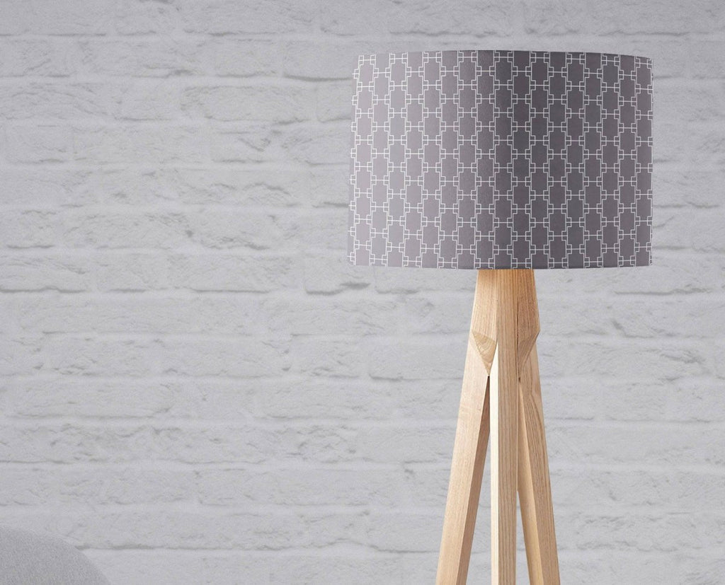 Grey with White Squares Geometric Design Lampshade, Ceiling or Table Lamp Shade - Joe’s Haven