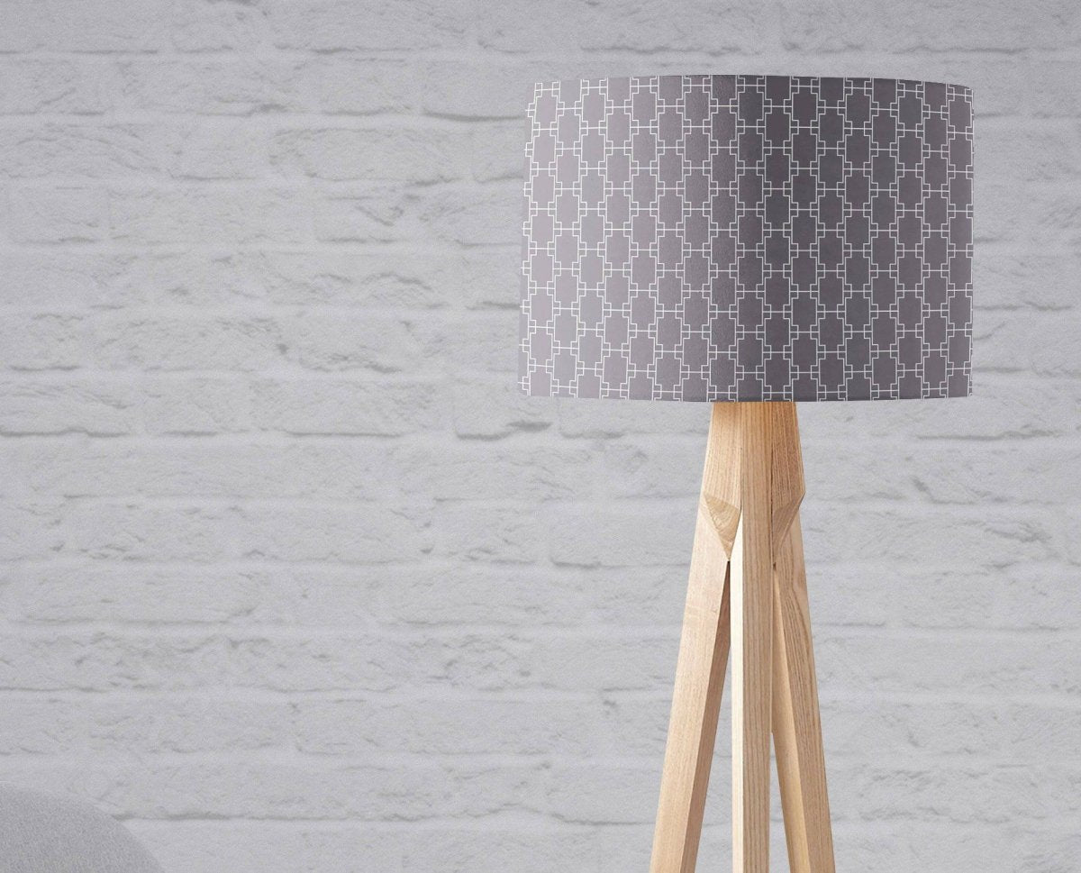 Grey with White Squares Geometric Design Lampshade, Ceiling or Table Lamp Shade - Joe’s Haven