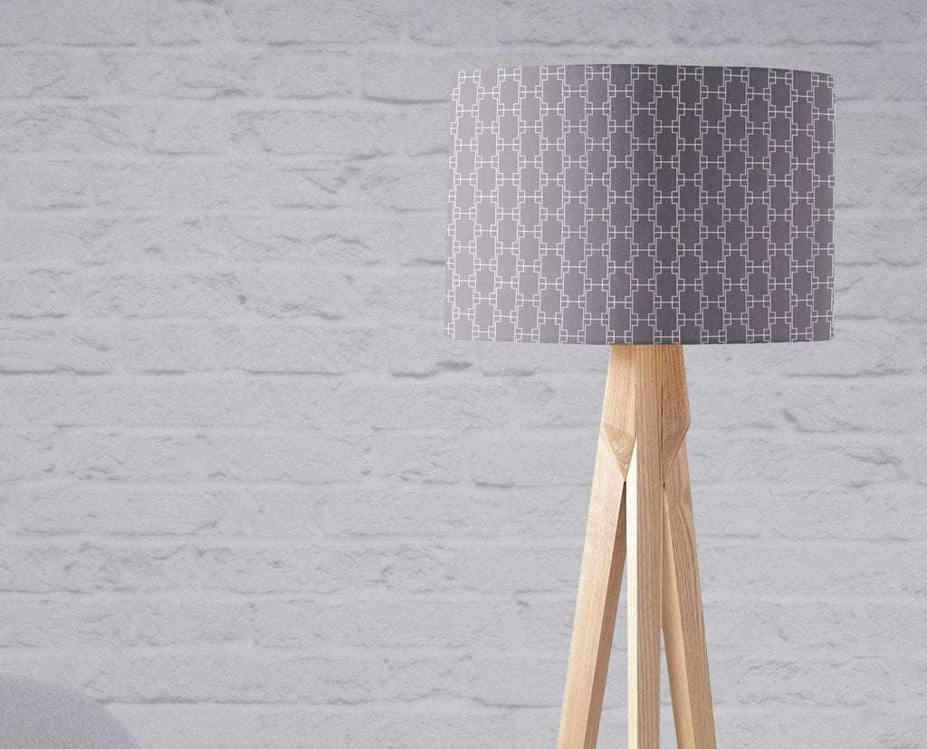 Grey with White Squares Geometric Design Lampshade, Ceiling or Table Lamp Shade - Joe’s Haven