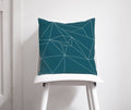 Teal Cushion with a White Geometric Line Design, Throw Pillow - Joe’s Haven