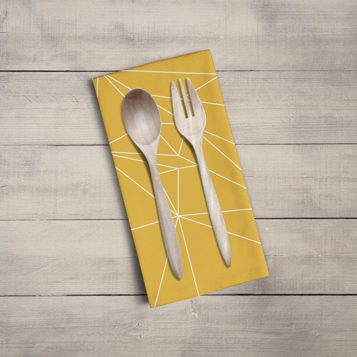 Yellow Tea Towel with a White Geometric Line Design, Dish Towel, Kitchen Towel - Joe’s Haven