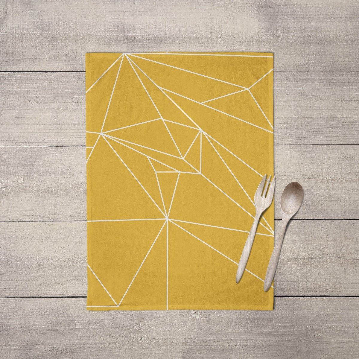 Yellow Tea Towel with a White Geometric Line Design, Dish Towel, Kitchen Towel - Joe’s Haven