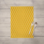 Mustard Yellow Tea Towel with a White Geometric Design, Dish Towel, Kitchen Towel - Joe’s Haven