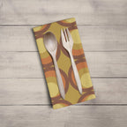 Mustard Yellow Tea Towel with Orange and Brown Retro Design, Dish Towels, Kitchen Towels - Joe’s Haven