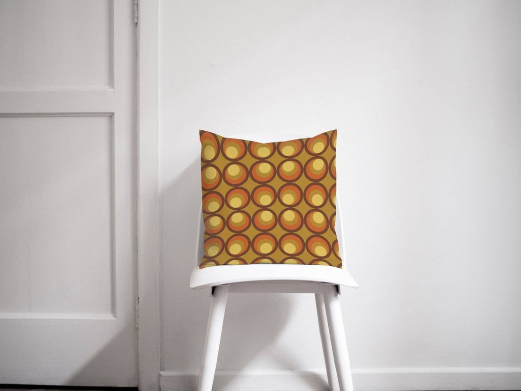 Mustard, Brown and Orange Cushion with a 70's Retro Design, Throw Pillow - Joe’s Haven