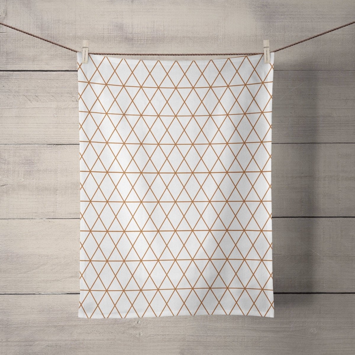 White Tea Towel with a Copper Lines Geometric Design, Dish Towel, Kitchen Towel - Joe’s Haven