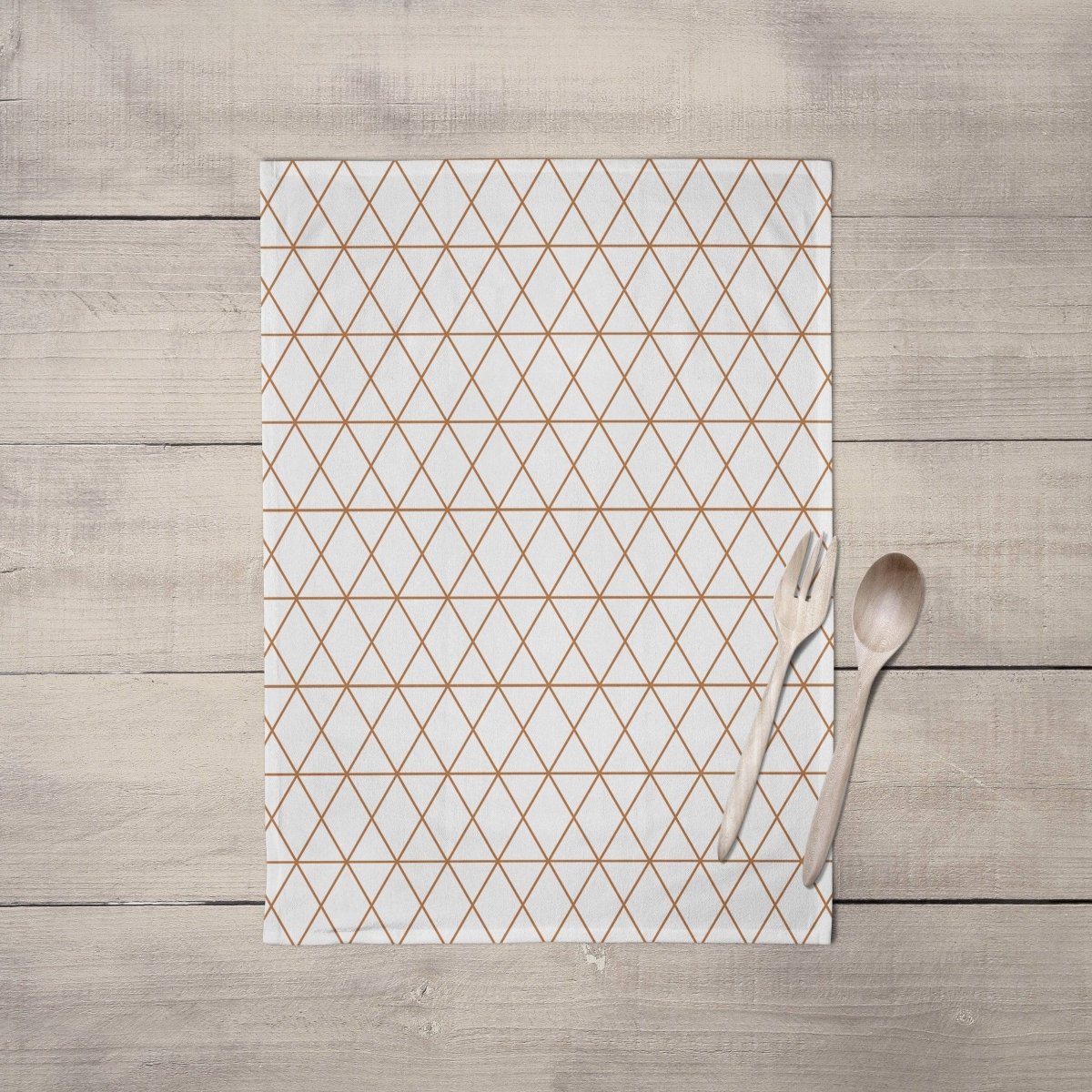 White Tea Towel with a Copper Lines Geometric Design, Dish Towel, Kitchen Towel - Joe’s Haven