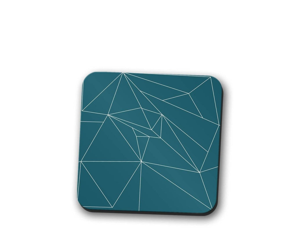 Teal Coasters with a White Line Geometric Design, Table Decor Drinks Mat - Joe’s Haven